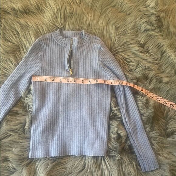 Forever 21 Girls Ribbed Quarter Zip Sweater, 9/10 - Picture 7 of 9